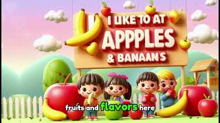 I Like to Eat Apples and Bananas  Fruit Song  Fun Nursery Rhyme for Kids with Lyrics [upl. by Cicenia]