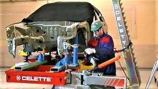 Celette frame machine and MZ jigs tutorial universal jig measuring system collision repair [upl. by Eugenides457]