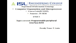 IT Lecture 24 UNIT58255 Programmable peripheral interface [upl. by Husein]