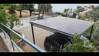 RECENSIONE IMPIANTO FOTOVOLTAICO su PENSILINA parcheggio da 54kW in ferro zincato a Recco GE [upl. by Noek965]