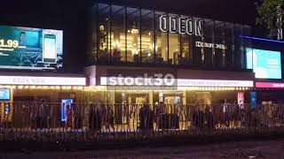 Odeon Luxe Cinema In Leicester Square London At Night UK [upl. by Suivatna831]