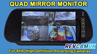 4 Channel Split Screen AHD Mirror Monitor for High Definition Blind Spot  Reversing Cameras [upl. by Dachi]