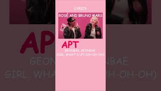 APT  ROSÉ AND BRUNO MARS Short Videowith Lyrics [upl. by Acirehs]