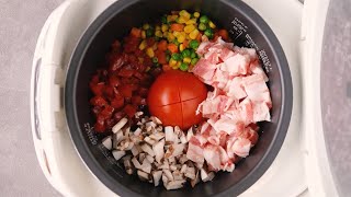 Easy Delicious One Pot Rice Meal Tomato amp Pork Rice  电饭锅番茄饭 [upl. by Teage]