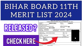 Bihar Board 11th Merit List 2024  How To Check BSEB 11th Merit List 2024 [upl. by Ellynn737]