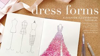 How to Draw a Dress Form ✨ Fashion Illustration Tutorial [upl. by Secundas]