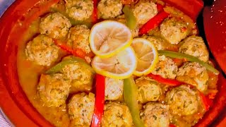 طاجين كفتة سمك السردين الشيف نادية  tajine au boulette de sardinefish balls tagine [upl. by Iroc]