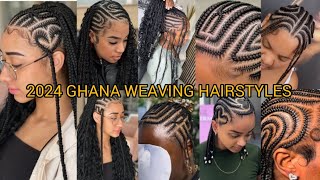 2024 LATEST GHANA WEAVING HAIRSTYLES  TRENDING CORNROW HAIRSTYLES  STITCH BRAIDS TUTORIAL viral [upl. by Chrysler]