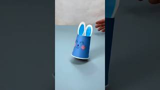 🐰 Running paper cup bunny 🐇☕️🏃‍♂️ diy origami papercraft [upl. by Ahsotal]