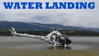 Turbo RotorWay Helicopter water landing for search amp rescue [upl. by Aerbma673]