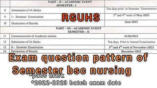 Exam Pattern of Bsc Semester SyllabusExam Question paper patternBsc nursingRGUHS Deepika [upl. by Kisor]