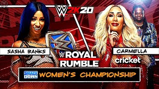 SASHA BANKS VS CARMELLA SMACKDOWN WOMENS CHAMPÍONSHIP ROYAL RUMBLE 2021 [upl. by Mulvihill]