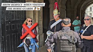 Rude Gesture Toward the Kings Guard Cause a Reaction from the Police at Horse Guards in London [upl. by Telocin571]