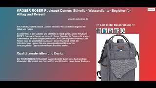 KROSER ROSER Rucksack Damen Stilvoller Wasserdichter Begleiter für Alltag und Reisen [upl. by Aisetra588]