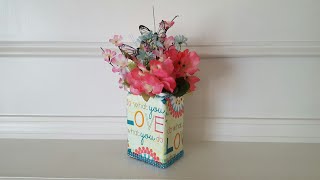 DIY DOLLAR TREE CRAFT  UPCYCLED GLASS VASE  DECOUPAGE NAPKINS [upl. by Orel]