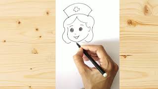 How to draw cartoon Nurse easy Step by step drawing pen and pencil [upl. by Aliled691]