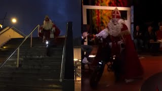 Sinterklaas zette Vandaag Inside op stelten en knalt buiten nog even van trap af met zijn fatbike [upl. by Lihas]