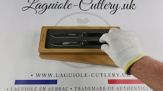 Set of 2 Laguiole Steak Knives Buffalo Horn [upl. by Markus415]