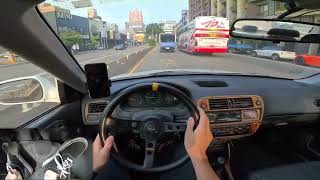 POV Manual Car Driving in the City with Pedal Cam ASMR  HONDA Civic [upl. by Mcconnell406]