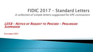 FIDIC 2017 Cl 812  L058 Notice of Request for Permission to Proceed – Prolonged Suspension [upl. by Luahs948]