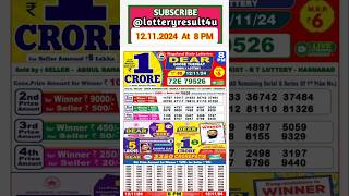 Dear Lottery Result on 12112024 at 8pm [upl. by Elsy]