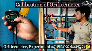 Calibration of OrificemeterCoefficient of discharge of Orificemeter malayalam hydraulics lab [upl. by Yamauchi]