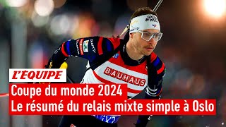 Biathlon  La Norvège simpose devant la Suède et la Finlande lors du relais mixte simple à Oslo [upl. by Valsimot]