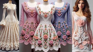 Beautiful Crochet Dress For Women Crochet Knitted Sweater Creative idea）viral [upl. by Nimad]