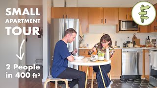 Minimalist Couple Living in a Small 400 ft² Apartment with Clever Storage Ideas – FULL TOUR [upl. by Peer]