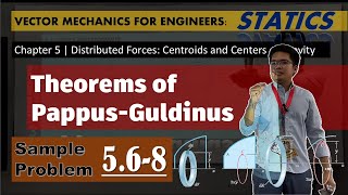 Chapter 5  Distributed Forces Centroids EXAMPLES 56 57 58  Theorems of PappusGuldinus [upl. by Youngran67]