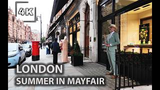 🇬🇧 Luxury Streets of Mayfair London in Summer  4K HDR [upl. by Ramilahs]