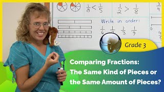 Comparing fractions the same kind of parts or the same amount of parts [upl. by Sitoiyanap]