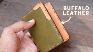 Making a Vertical Bifold Wallet  Italian Leather Buttero Olive [upl. by Yennek]