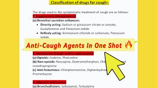 Expectorants and Antitussive Agents In One Shot  Drugs For Cough  Final Hour Revision For Exam 🚀 [upl. by Ahsirt871]