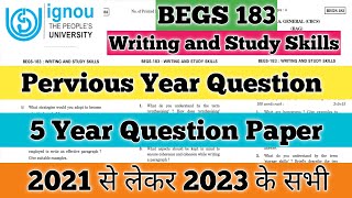 BEGS 183 Important Questions BEGS 183 Pervious Year Question BEGS 183 Writing And Study Skills IGNOU [upl. by Isman]