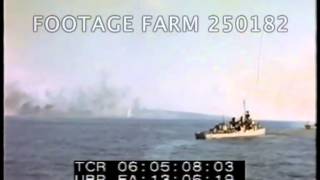 Iwo Jima Bombardment Seen From Destroyer 25018201  Footage Farm [upl. by Sukram838]