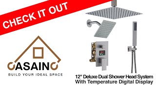 12quot Deluxe Dual Shower Head System With Temperature Digital Display [upl. by Mendez]