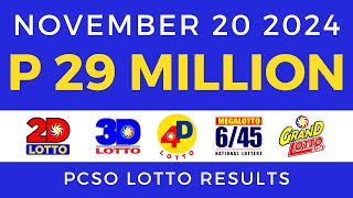 Lotto Result Today 9pm November 20 2024 PCSO [upl. by Jethro]