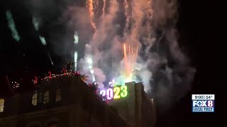 Thousands gather for New Years fireworks and Fleur de Lis drop in French Quarter [upl. by Robertson713]