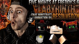 Vapor Reacts 581  FNAF 6 SONG MINECRAFT ANIMATION quotLabyrinthquot Music Video by ResolveDZN REACTION [upl. by Anaigroeg]