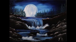 Moon River Step by Step Acrylic Painting on Canvas for Beginners [upl. by Abbub]