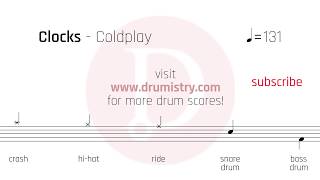 Coldplay  Clocks Drum Score [upl. by Nievelt]