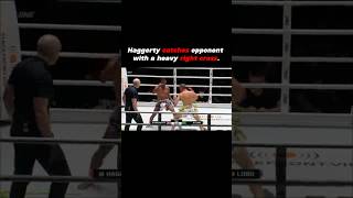 Haggerty CATCHES opponent with a heavy RIGHT CROSS Jesus muaythai thaiboxer muaythaifighter [upl. by Auka527]