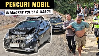 PENCURI MOBIL Di Tangkap Polisi Dan Warga  Mobil Menabrak Excavator Portal Jalan Batu Jomba [upl. by Kramlich]