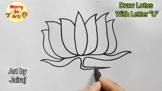 Draw Lotus with Letter quotUquot jairaj easydrawing art youtubevideo artvideo [upl. by Sower]