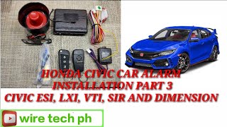 honda civic car alarm installation sa ESI LXI VTI and SIR part 3 [upl. by Alorac]