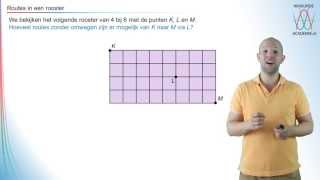 Combinatoriek  routes in een rooster  WiskundeAcademie [upl. by Yseulte]