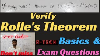 btech mathsM1rolles theorembasicsexam questionbtechmathsbtechmathsverify rolles theorem [upl. by Rashida456]