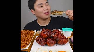 Black Bean Noodles Eggs Spicy Fried Chicken Steak and Kimchi❤️😋mukbang asmr gongsamtable203 [upl. by Andromache654]