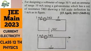 For designing a voltmeter of range 50 V and an ammeter of range 10 mA using a galvanometer which h [upl. by Atrim]